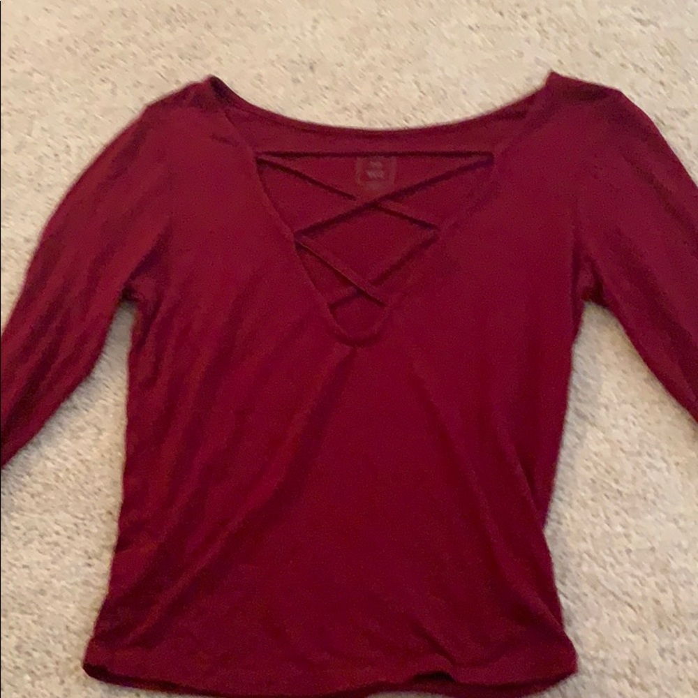 Red Lace Up Top